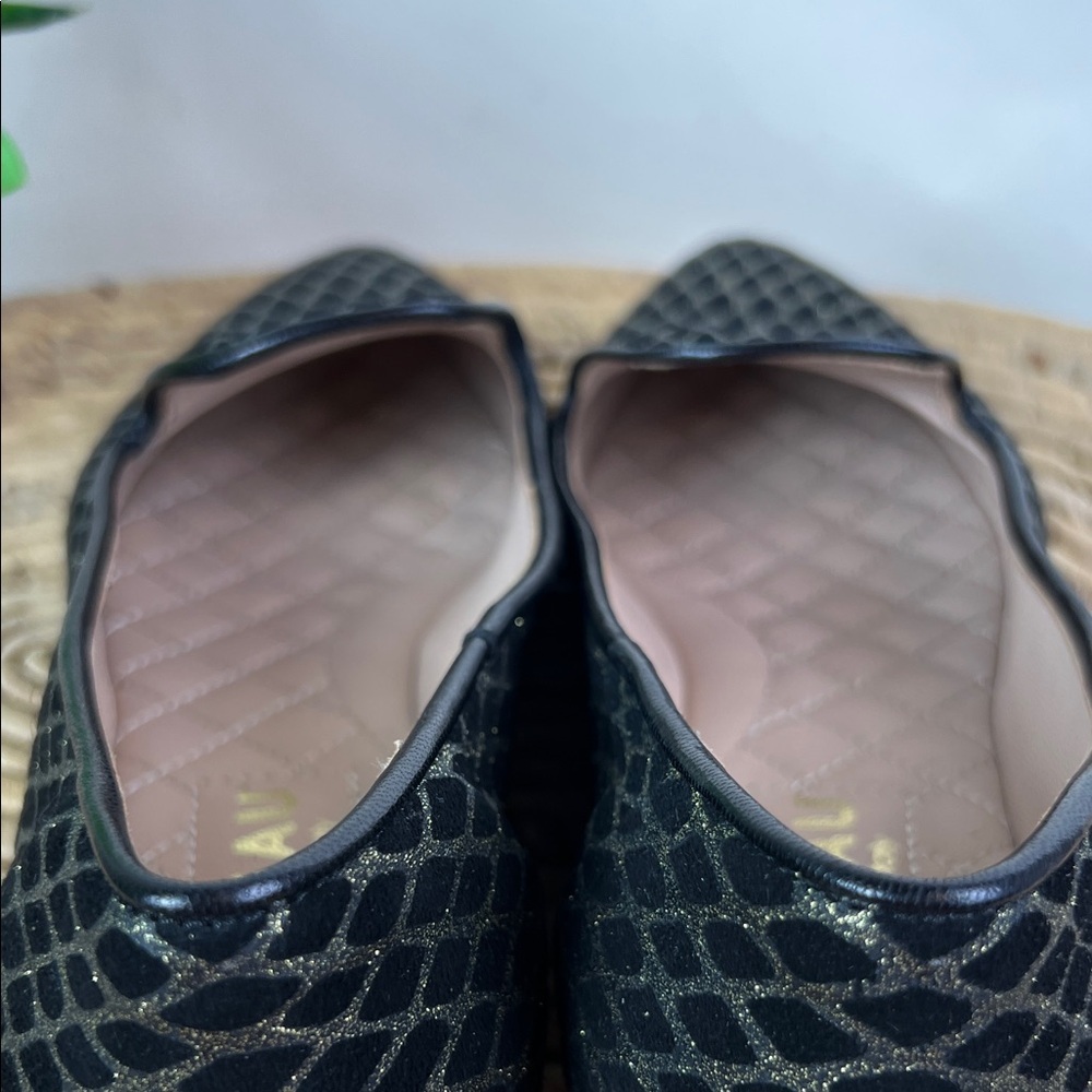 Italeau Theresa Loafers Black With Metallic Harlequin Pattern Smoking Flat 38 - Picture 6 of 11